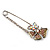Rhodium Plated Citrine Butterfly Safety Pin Brooch - view 4