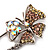 Rhodium Plated Citrine Butterfly Safety Pin Brooch - view 3