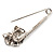Rhodium Plated Citrine Butterfly Safety Pin Brooch - view 7