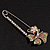 Rhodium Plated Citrine Butterfly Safety Pin Brooch - view 8