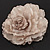 Oversized Light Grey Silk Fabric Rose Brooch - 16cm Diameter - view 2
