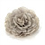 Oversized Light Grey Silk Fabric Rose Brooch - 16cm Diameter - view 11