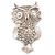 Large Filigree Crystal Owl Brooch (Silver Tone) - view 9