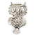 Large Filigree Crystal Owl Brooch (Silver Tone) - view 11