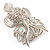 Large Filigree Crystal Owl Brooch (Silver Tone) - view 12