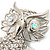 Large Filigree Crystal Owl Brooch (Silver Tone) - view 3