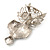 Large Filigree Crystal Owl Brooch (Silver Tone) - view 7