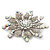 Large Bridal Swarovski Crystal Flower Brooch In Rhodium Plated Metal - view 4