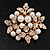 White Faux Imitation Pearl Crystal Scarf Pin/ Brooch In Gold Plated Metal