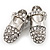 Rhodium Plated Crystal Shoes Brooch