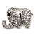 Rhodium Plated Clear Crystal 'Fortunate Elephant' Brooch - view 2