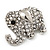 Rhodium Plated Clear Crystal 'Fortunate Elephant' Brooch - view 4