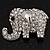Rhodium Plated Clear Crystal 'Fortunate Elephant' Brooch - view 6