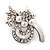 Fancy Simulated Pearl Diamante Flower Brooch (Silver Plated Metal) - view 5