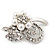 Fancy Simulated Pearl Diamante Flower Brooch (Silver Plated Metal) - view 6