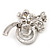Fancy Simulated Pearl Diamante Flower Brooch (Silver Plated Metal) - view 3