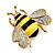 Yellow/Black Enamel Bee Brooch In Gold Plated Metal - 4cm Length - view 3