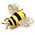 Yellow/Black Enamel Bee Brooch In Gold Plated Metal - 4cm Length - view 7