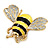 Yellow/Black Enamel Bee Brooch In Gold Plated Metal - 4cm Length - view 8