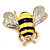 Yellow/Black Enamel Bee Brooch In Gold Plated Metal - 4cm Length - view 5