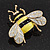 Yellow/Black Enamel Bee Brooch In Gold Plated Metal - 4cm Length - view 4