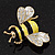 Yellow/Black Enamel Bee Brooch In Gold Plated Metal - 4cm Length - view 11