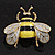 Yellow/Black Enamel Bee Brooch In Gold Plated Metal - 4cm Length - view 2
