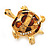 Light Gold Plated Enamel 'Turtle' Brooch - view 4