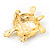 Light Gold Plated Enamel 'Turtle' Brooch - view 5