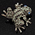 Swarovski Crystal 'Frog' Brooch In Rhodium Plated Metal (Light Green/ Grey) - view 5