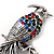 Multicoloured Exotic Bird Brooch In Silver Tone Metal - view 3