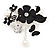 'Bee, Flowers & Butterfly' Charm Brooch In Rhodium Plated Metal - 5cm Length