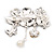 'Bee, Flowers & Butterfly' Charm Brooch In Rhodium Plated Metal - 5cm Length - view 5