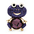 Deep Purple Enamel 'Frog' Brooch In Gold Plated Metal - 4.5cm Length - view 3