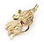 Red Enamel Kitty With Crystal Bow In Gold Plated Metal Brooch - 5.5cm Length - view 4