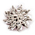 Magenta/Clear Diamante Floral Corsage Brooch In Silver Metal - 5.5cm Diameter - view 5