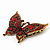 Large Red Crystal 'Butterfly' Brooch In Burn Gold Finish - 7.5cm Length - view 6