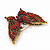 Large Red Crystal 'Butterfly' Brooch In Burn Gold Finish - 7.5cm Length - view 2