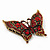 Large Red Crystal 'Butterfly' Brooch In Burn Gold Finish - 7.5cm Length - view 5