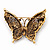 Large Red Crystal 'Butterfly' Brooch In Burn Gold Finish - 7.5cm Length - view 4