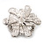 Bridal Clear Diamante White Peal 'Flower' Brooch In Silver Plating - 4.5cm Diameter - view 5