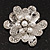 Bridal Clear Diamante White Peal 'Flower' Brooch In Silver Plating - 4.5cm Diameter