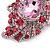 Large Victorian Style Pink/Fuchsia Crystal Brooch In Silver Plating - 10cm Length - view 6