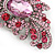 Large Victorian Style Pink/Fuchsia Crystal Brooch In Silver Plating - 10cm Length - view 7