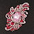 Large Victorian Style Pink/Fuchsia Crystal Brooch In Silver Plating - 10cm Length