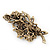 Large Clear 'Bunch Of Flowers' Brooch In Burn Gold Finish - 10cm Length - view 4