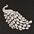 Gigantic Clear Crystal 'Peacock' Brooch In Silver Plating - 11cm Length - view 12