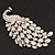 Gigantic Clear Crystal 'Peacock' Brooch In Silver Plating - 11cm Length - view 2