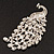 Gigantic Clear Crystal 'Peacock' Brooch In Silver Plating - 11cm Length - view 6