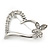 Open Diamante Heart&Butterfly Brooch In Rhodium Plated Metal - 4cm Length - view 4
